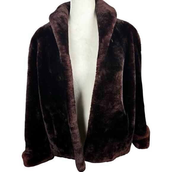 Vintage 50s Mouton Fur Coat Jacket Women's Luxe Brown Fair Labor Gorgeous Medium - Picture 1 of 16